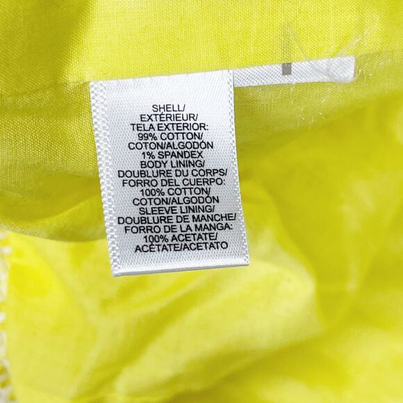 LOFT Medium M Yellow White Tweed Open Front Blazer Jacket Cotton Work Office - Picture 8 of 9